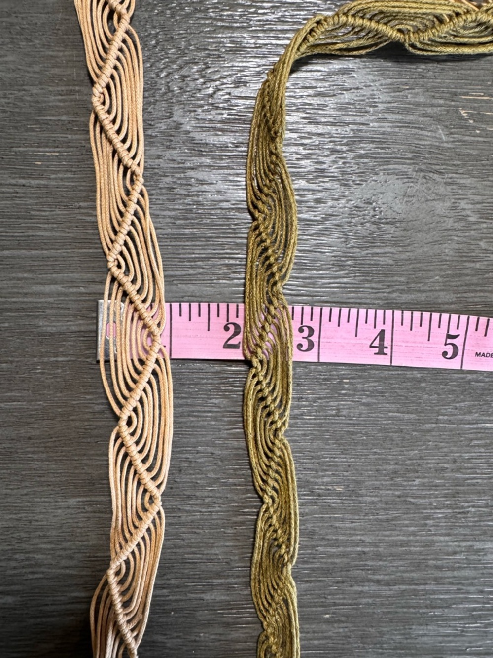 Set Of 2 Belts Tan Green Woven Boho Braided Belts - Picture 5 of 6